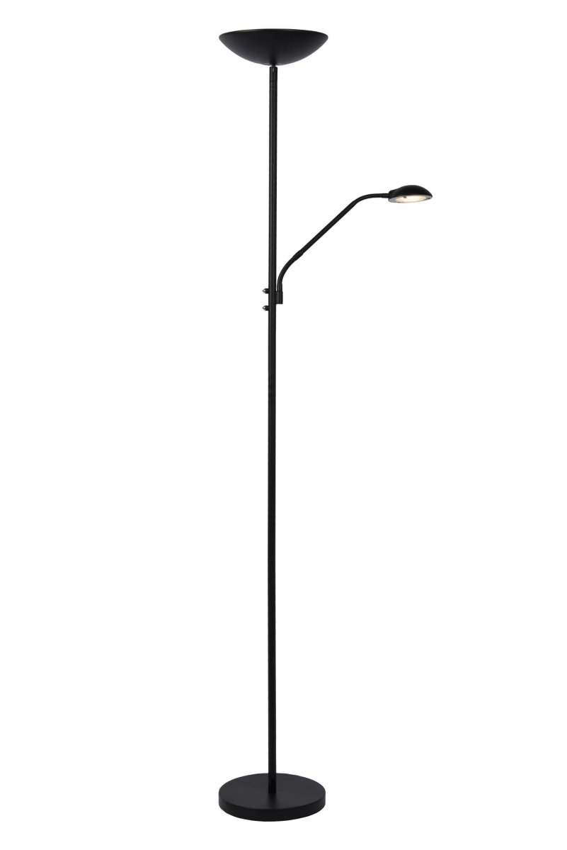 Zenith 2 Svart gulvlampe Fra Lucide - Denne gulvlampen kombinerer et retningsbestemt downlight med en oppoverrettet lampe av h&oslash;y kvalitet.