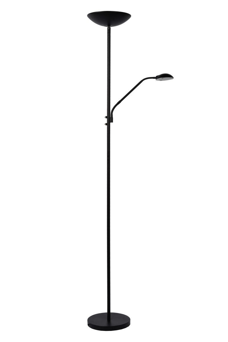 Zenith 2 Svart gulvlampe Fra Lucide - Denne gulvlampen kombinerer et retningsbestemt downlight med en oppoverrettet lampe av h&oslash;y kvalitet.