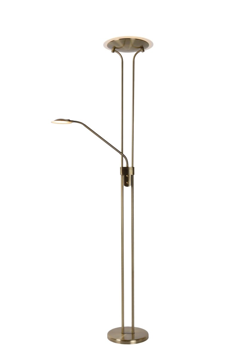 Champion-Led Bronse gulvlampe Fra Lucide - Med tv&aring; lyspærer, en plassert halvveis og en øverst, du får et dobbelt utseende; veldig atmosfærisk lys.