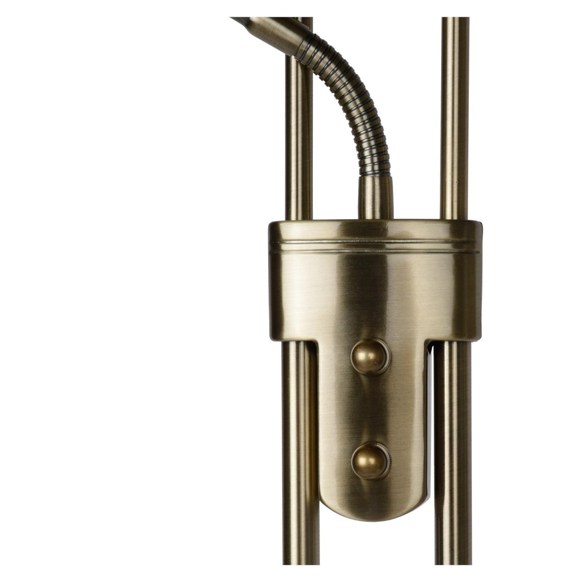 Champion-Led Bronse gulvlampe Fra Lucide - Med tv&aring; lyspærer, en plassert halvveis og en øverst, du får et dobbelt utseende; veldig atmosfærisk lys.