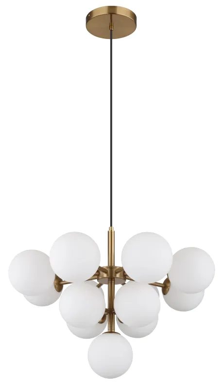 Grappy Ø56 Gull Taklampe Fra Globo Lighting - Grappy taklampa i guldf&auml;rgad metall blir en stilfull och lyxig detalj i varje rum med sin glamor&ouml;sa design och de 13st opalf&auml;rgade glaskulorna.
