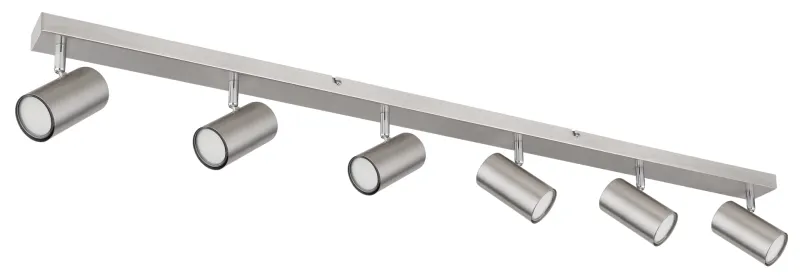 Robby 6 Nikkel spotlight Fra Globo Lighting - Robby &auml;r en stilren takspotlight som imponerar med sin enhetliga design i nickel.