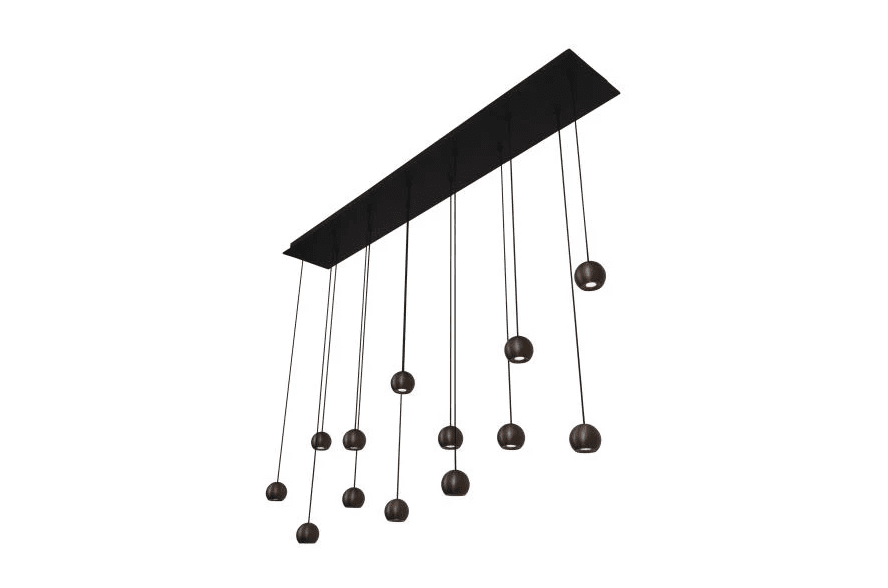 Montana 130cm Brun Taklampe Fra Lucide - Høyden er justerbar med sin 250 cm lange ledningslengde, og de runde spotlightene med en diameter på 7 cm gir et godt og sterkt lys rettet nedover.
