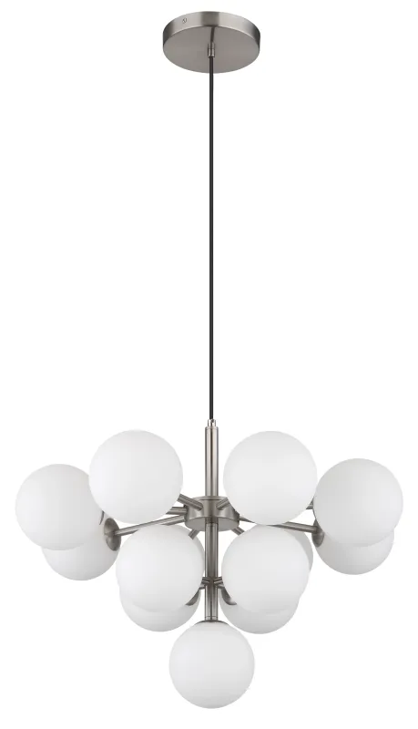 Grappy Ø56 Nikkel Taklampe Fra Globo Lighting - Grappy taklampa blir en stilfull och lyxig detalj i varje rum med sin glamor&ouml;sa design och de 13st opalf&auml;rgade&nbsp;glaskulorna.
