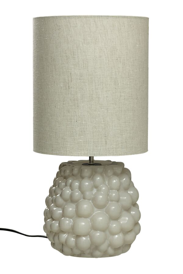 Bubbles 48cm Naturlig hvit bordlampe Fra Aneta Lighting - Den spennende bordlampen Bubbles har en unik glasslampefot med en tekstur av forskjellig formede bobler.