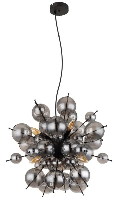Udo Ø55 Røykfarget Taklampe Fra Globo Lighting - Dess unika design imponerar med en rund form d&auml;r eleganta metallst&auml;nger sammanl&auml;nkas med dekorativa kulor i olika storlekar.