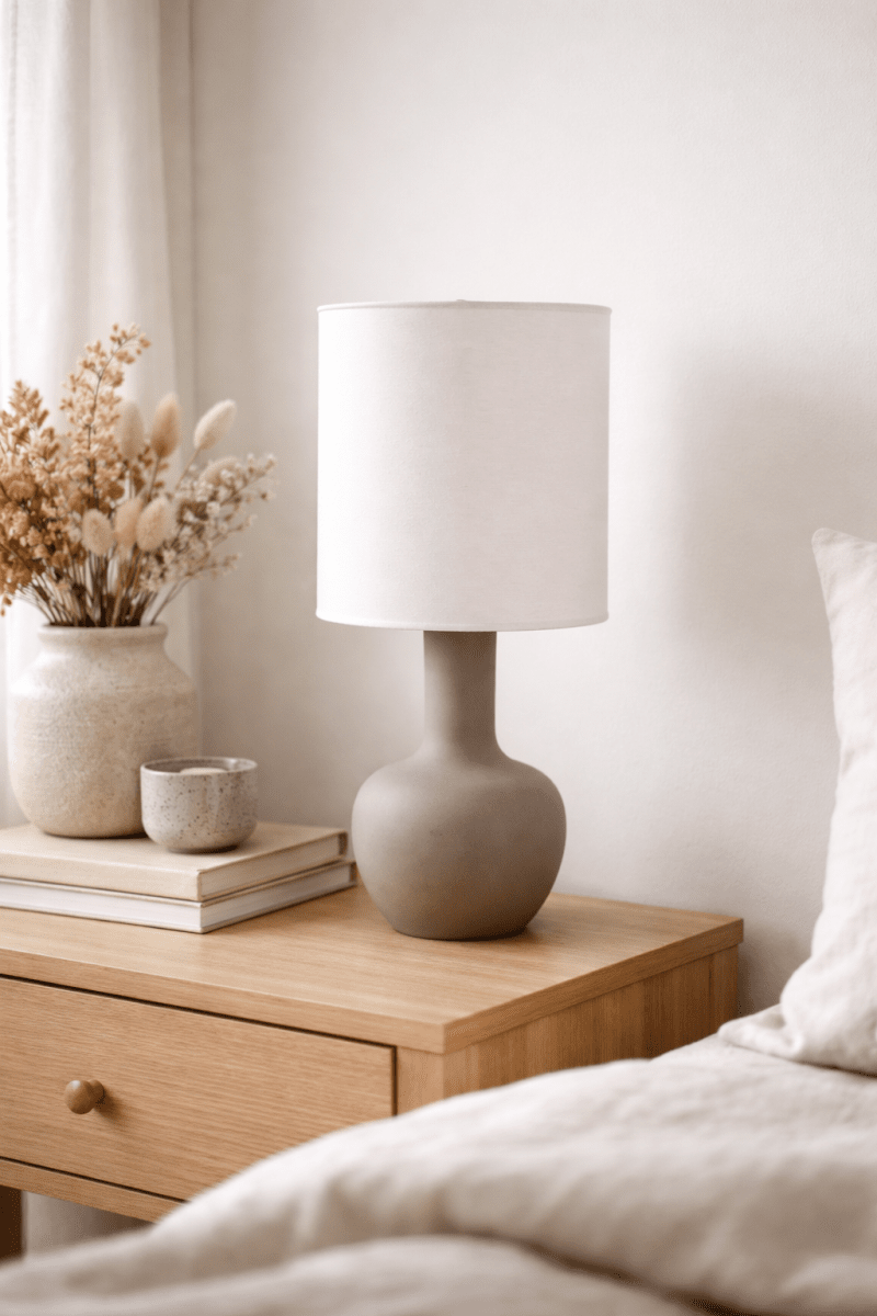 Lill Boda 52cm Sand bordlampe Fra Nordic Lighting - Lill Boda er en stilig keramisk bordlampe med en naturlig sandfarget base som gir et mykt og harmonisk uttrykk.