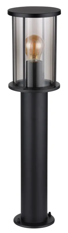 Gracey 60cm Svart pullerter Fra Globo Lighting - Gracey &auml;r en pollare i stilren design, tillverkad av mattsvart rostfritt st&aring;l och har en r&ouml;kf&auml;rgad glassk&auml;rm.