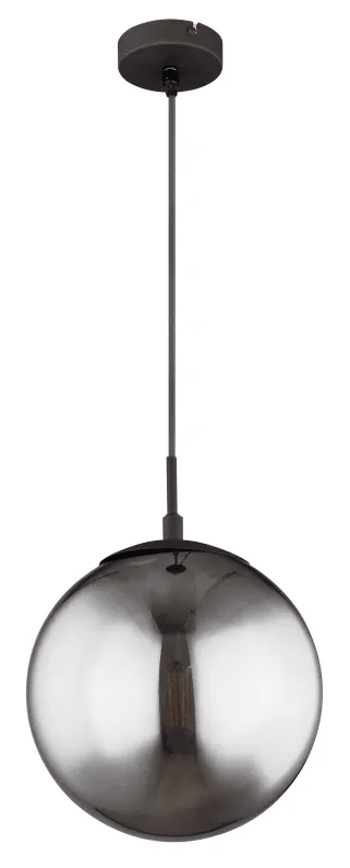 Blama Ø25 Røykfarget Taklampe Fra Globo Lighting - Lampen har et moderne svart design og en vakker skjerm i r&oslash;kt glass, som gir et mykt og behagelig lys.