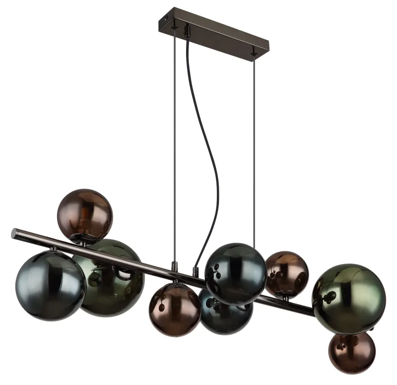 Riha 87cm Flerfarget Taklampe Fra Globo Lighting - Glaskuporna i brons, gr&ouml;nt och petrol ger lampan en unik karakt&auml;r och eleganta f&auml;rginslag som kompletterar modern inredning.