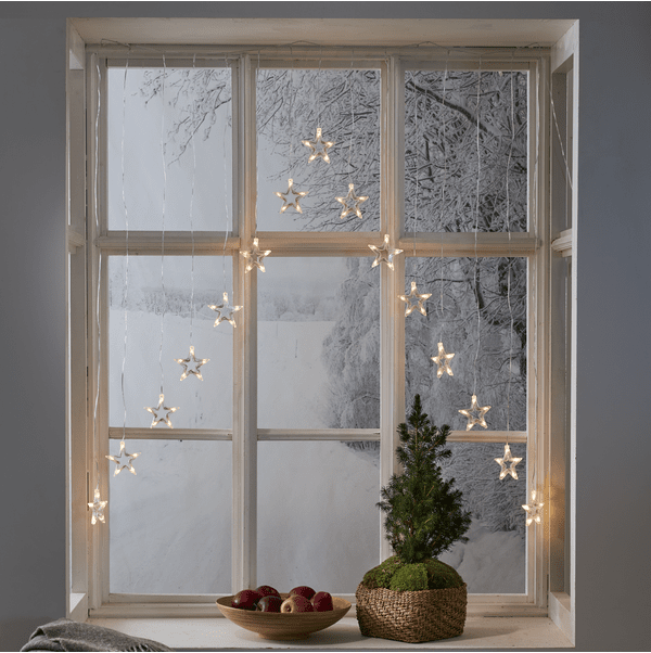 Lysgardin DecyStar 1,2m Gjennomsiktig Fra Star Trading - Gardin for innend&oslash;rs dekorasjon, batteridrevet med 3 AA-batterier, med timerfunksjon.