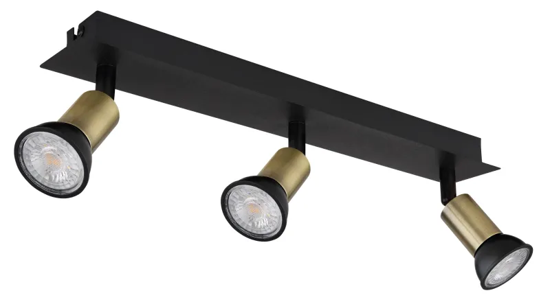Drew 3 Gull spotlight Fra Globo Lighting - Drew &auml;r en stilren takspotlight som imponerar med sin design i mattsvart och guld.