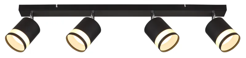 Lucero 4 Svart spotlight Fra Globo Lighting - Lucero spotlight med 4st cylindriska riktbara sk&auml;rmar erbjuder en stilren och effektiv belysningsl&ouml;sning f&ouml;r alla rum.