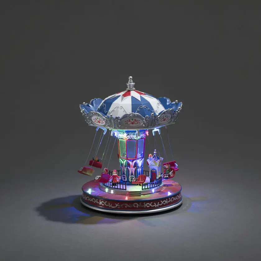 Mekanisk Juledekorasjon Med Karusell 27cm Flerfarget Fra Konstsmide - Med bevegelige deler og skarpe LED-lys skaper det en festlig og nostalgisk f&oslash;lelse.