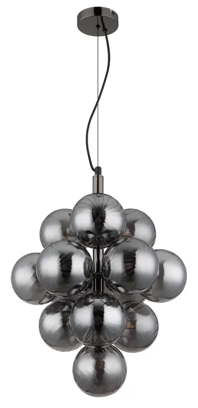 Conor Ø40 Røykfarget Taklampe Fra Globo Lighting - Den har 13st dekorativa r&ouml;kf&auml;rgade glaskupor som alla omfamnar en ljusk&auml;lla vilket skapar en fin och harmonisk ljusspridning i rummet.