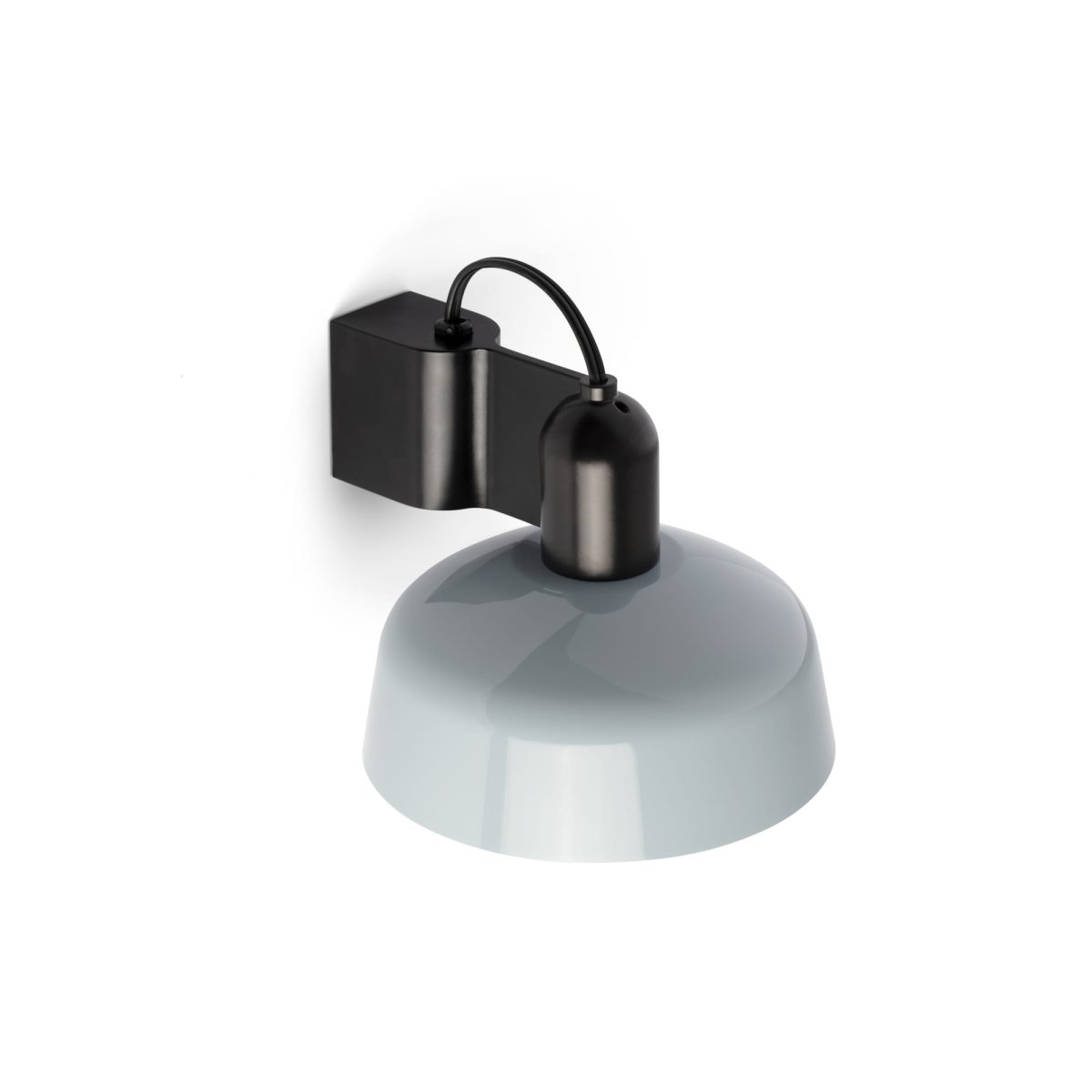 Tatawin Ø18 Gråblå vegglampe Fra Faro Barcelona - Tatawin er en vegglampe med svart struktur og en gr&aring; metallskjerm som gir et fokusert lys.