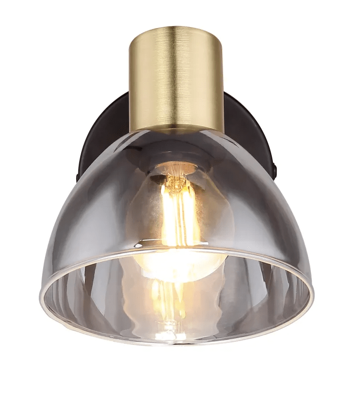 Jay 12cm Svart leselampe Fra Globo Lighting - Lampen kombinerer svart metall, matt finish og r&oslash;kt glass for et sofistikert utseende som passer inn i b&aring;de stuen, soverommet eller gangen.