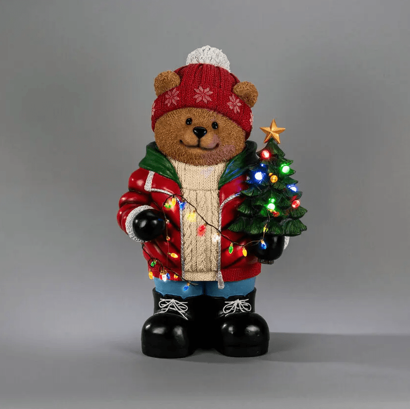 Stor Teddybjørn 66cm Flerfarget Fra Konstsmide - Batteridrevet (3xAA &ndash; ikke inkludert) med 6 timers timer.