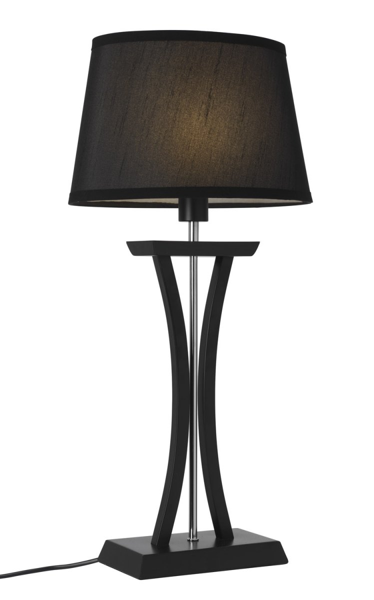 New Chelsea 60cm Svart bordlampe Fra Cottex - Ny Chelsea XL bordlampe i sort tre&auml; med kromdetaljer og en elegant oval skjerm som gir en myk og behagelig belysning.
