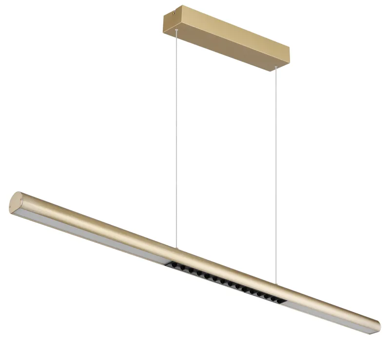 Cody 120cm Gull Taklampe Fra Globo Lighting - Lampan &auml;r tillverkad av aluminium i en mattguld finish som ger ett elegant och tidl&ouml;st uttryck som smidigt sm&auml;lter in i olika inredningsstilar, perfekt f&ouml;r stora matbord eller k&ouml;ks&ouml;ar.