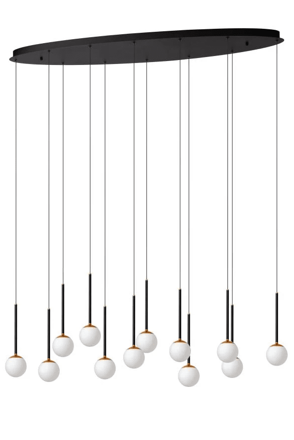 Calina 143cm Svart Taklampe Fra Lucide - Lampen er utstyrt med integrerte dimbare LED-lyskilder som avgir et fint lys – ideelt for å skape en hyggelig og stemningsfull atmosfære i hjemmet.
