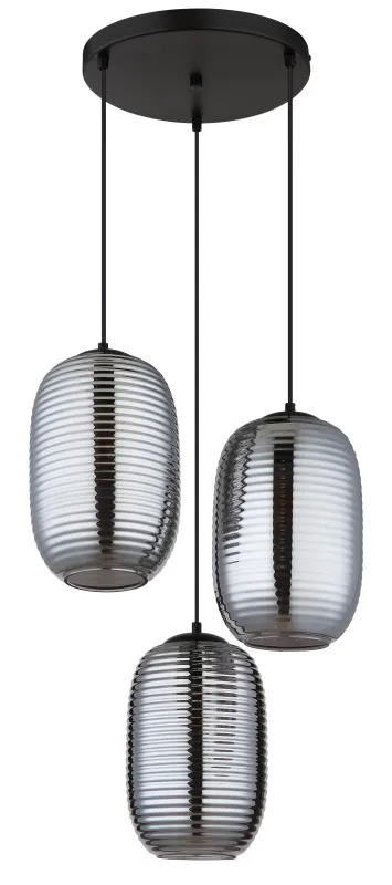 Jefrey Ø47 Røykfarget Taklampe Fra Globo Lighting - Denna eleganta taklampa har en rund form och &auml;r utrustad med tre rundade kupor i r&ouml;kf&auml;rgat glas.
