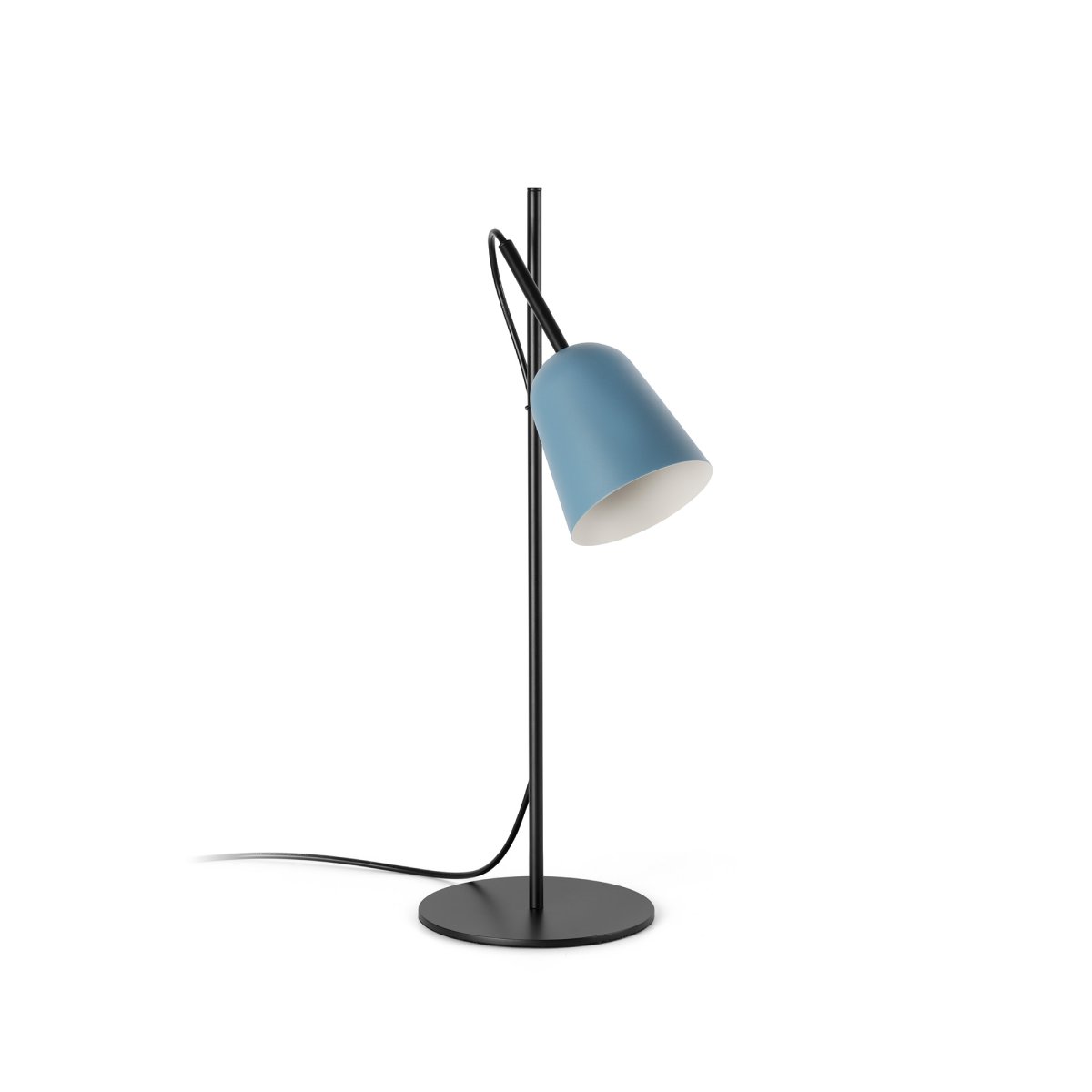Studio 55cm Blå skrivebordslampe Fra Faro Barcelona - Lampens signatur er den dekorative kabelklipsen formet som en tregren, en unik detalj som gir lampen karakter.