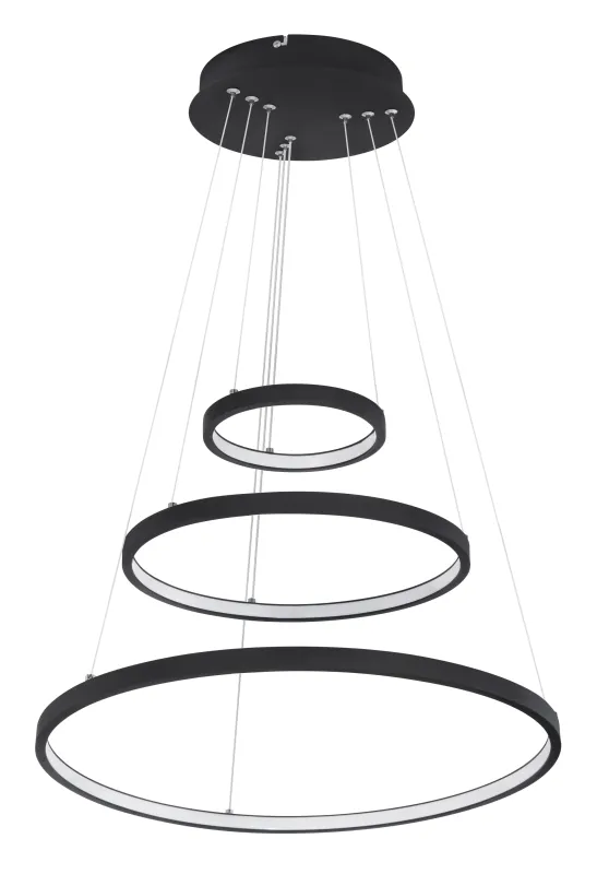 Ralph Ø50 Svart Taklampe Fra Globo Lighting - Designad med tre ringar och en h&ouml;jd p&aring; 120 cm, ger den ett unikt och stilrent uttryck.