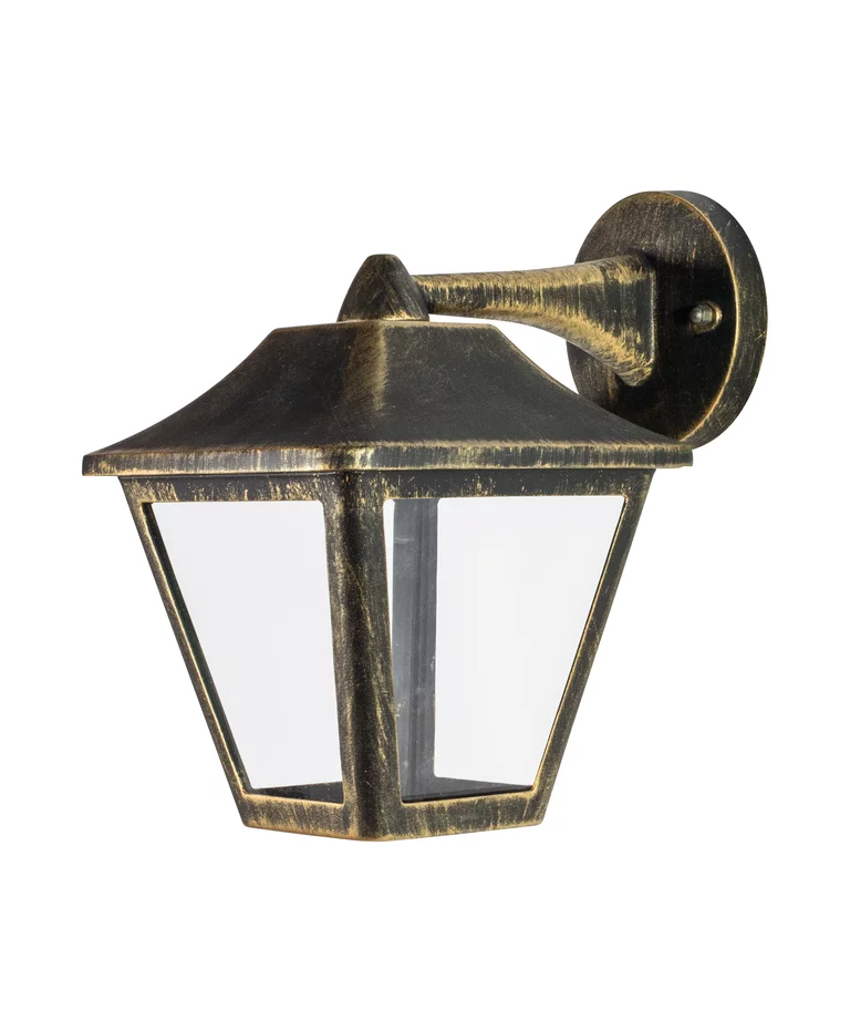 Tradition Svart/gull utendørslampe Fra Ledvance - Den er laget av st&oslash;pt aluminium i sort og gull design med en klar polykarbonat diffusor for et behagelig og klart lys.