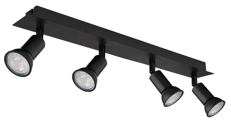 Drew 4 Svart spotlight Fra Globo Lighting - Drew &auml;r en stilren takspotlight som imponerar med sin enhetliga svarta design.