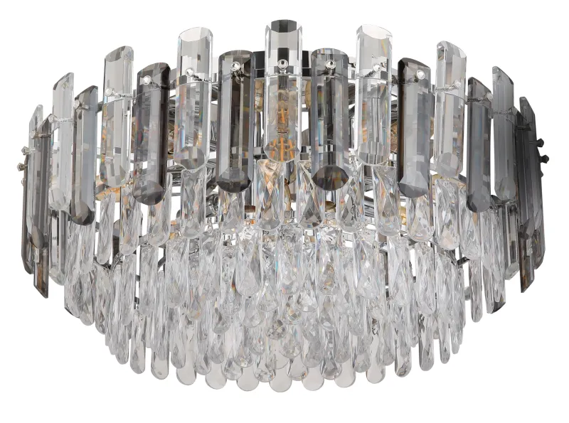 Orgina Ø55 Røykfarget plafond Fra Globo Lighting - Plafonden Orgina tillf&ouml;r rummet en lyxig k&auml;nsla med gnistrande kristaller och r&ouml;kf&auml;rgade glasstavar.