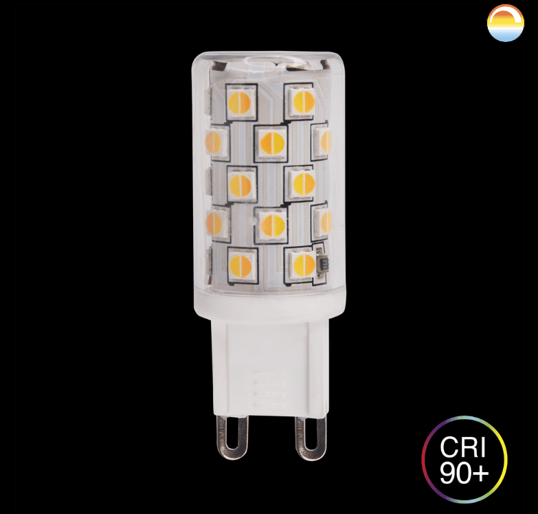 LED G9 4W 2200-3000K dim to warm Fra Unison - LED G9 4W 2200-3000K dimmes til varmUnisons nye G9s dimmes til varm er dimmet med en dimmer for å justere fargetemperaturen fra 2200-3000K.