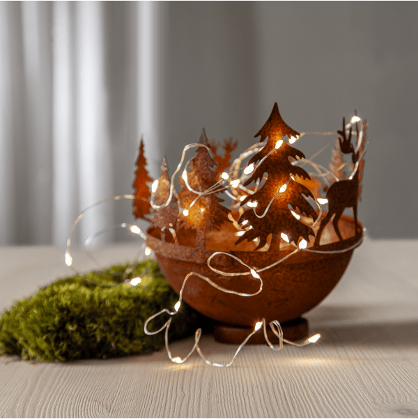 Lysslynge Dew Drop 4m Sølv Fra Star Trading - Batteridrevet strenglys med 40 LED-duggdr&aring;per.