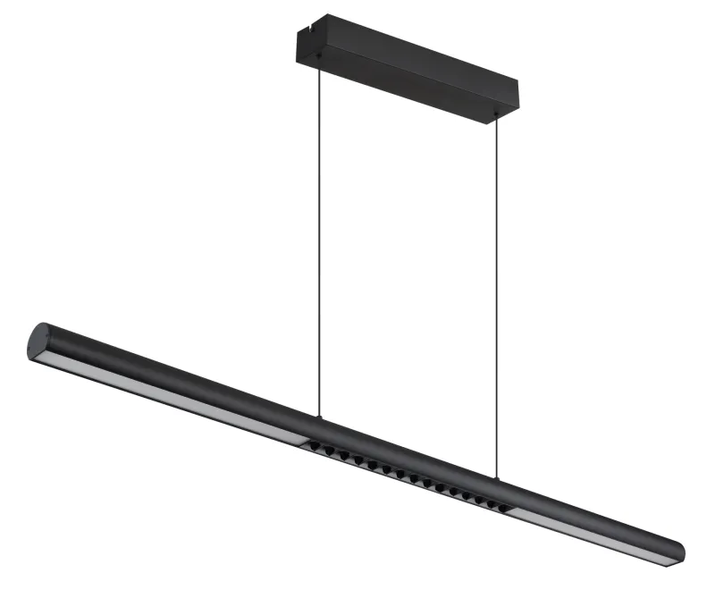 Cody 120cm Svart Taklampe Fra Globo Lighting - Lampan &auml;r tillverkad av aluminium i en mattsvart finish som ger ett elegant och tidl&ouml;st uttryck som smidigt sm&auml;lter in i olika inredningsstilar, perfekt f&ouml;r stora matbord eller k&ouml;ks&ouml;ar.