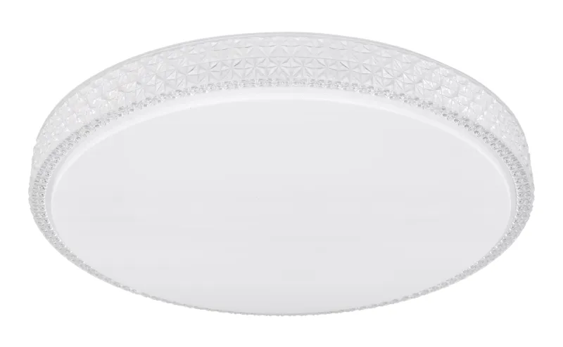 Ovi Ø60 Hvit plafond Fra Globo Lighting - Kombinationen av vit metall, glittrande dekordetaljer och klara plastkristaller g&ouml;r den till en riktig blickf&aring;ngare.