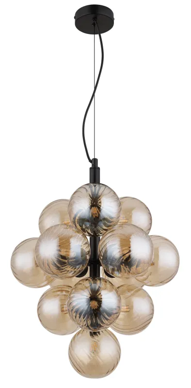 Conor Ø40 Rav Taklampe Fra Globo Lighting - Den har 13st dekorativa ambertonade glaskupor som alla omfamnar en ljusk&auml;lla vilket skapar en fin och harmonisk ljusspridning i rummet.