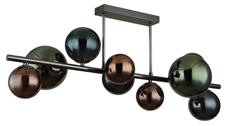 Riha 87cm Flerfarget plafond Fra Globo Lighting - Glaskuporna i brons, gr&ouml;nt och petrol ger lampan en unik karakt&auml;r och eleganta f&auml;rginslag som kompletterar modern inredning.