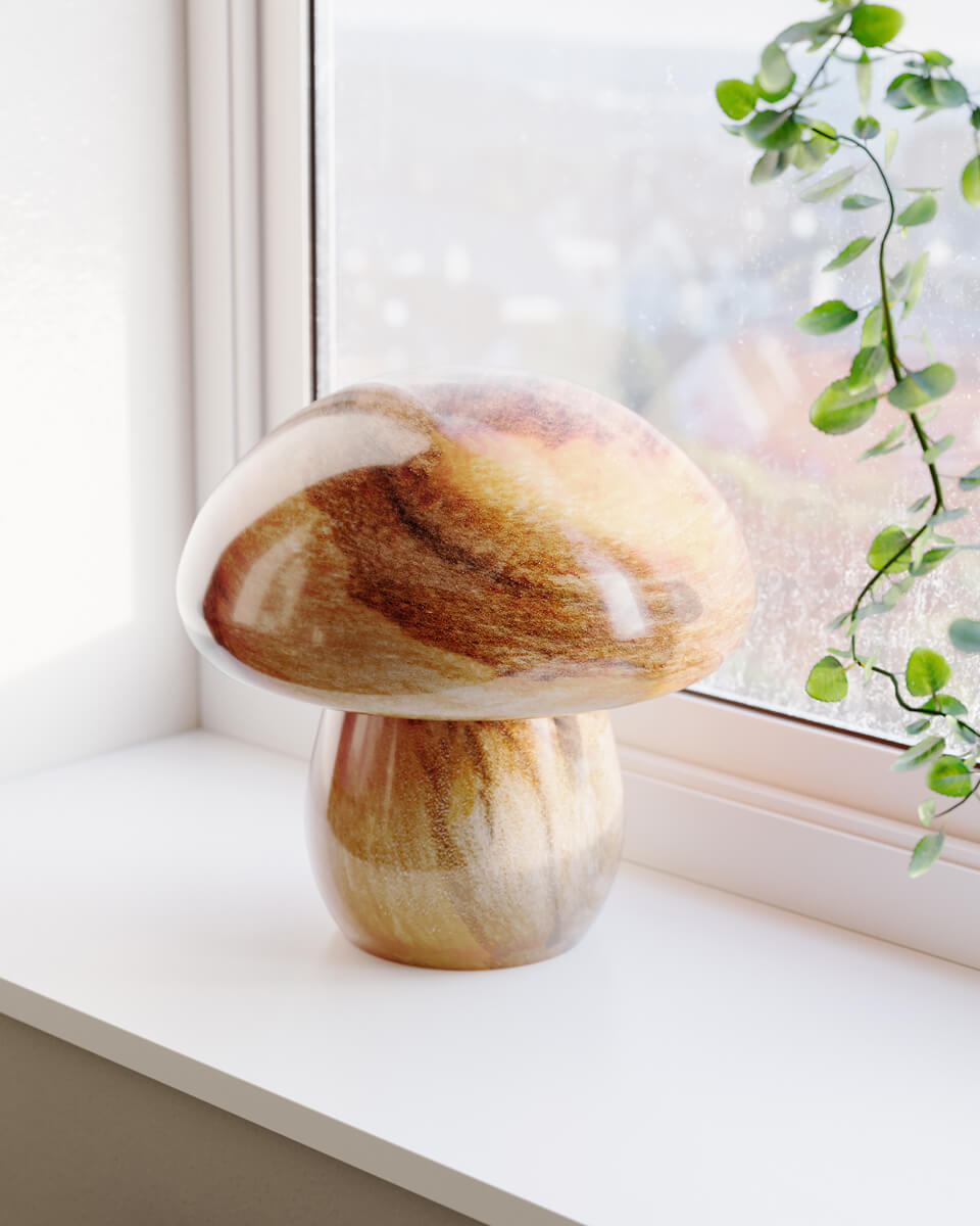 Mira Mushroom 30cm Natur bordlampe Fra By Rydéns - Lampen er ikke bare en funksjonell lyskilde, men ogs&aring; en kunstnerisk detalj som fremhever interi&oslash;ret ditt med sitt naturinspirerte design og h&aring;ndlagde kvalitet.