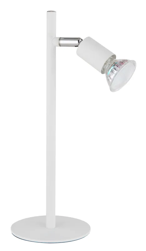 Matrix 30cm Hvit skrivebordslampe Fra Globo Lighting - Den runda basen och det raka metallr&ouml;ret i mattvitt ger ett modernt och elegant uttryck.