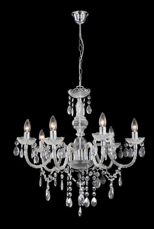 Cuimbra Ø65 Krom krystall Fra Globo Lighting - Den krompl&auml;terade lampan &auml;r tillverkad i akryl och pryds av h&auml;ngande kristaller som ger ett lyxigt uttryck.