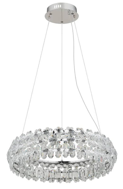 Diann Ø60 Krom Taklampe Fra Globo Lighting - Med en diameter p&aring; 60 cm och en imponerande ljusstyrka p&aring; 4460 lumen ger den en kraftfull och j&auml;mn belysning.