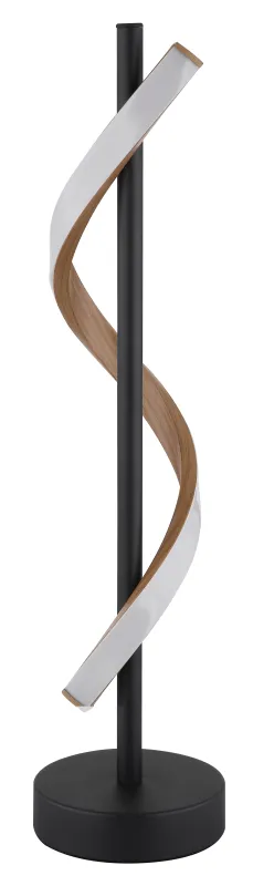 Watkins 50cm Svart bordlampe Fra Globo Lighting - Sk&auml;rmen i aluminium med tr&auml;look och opal plast ger en mjuk och j&auml;mn ljusspridning f&ouml;r en behaglig atmosf&auml;r.