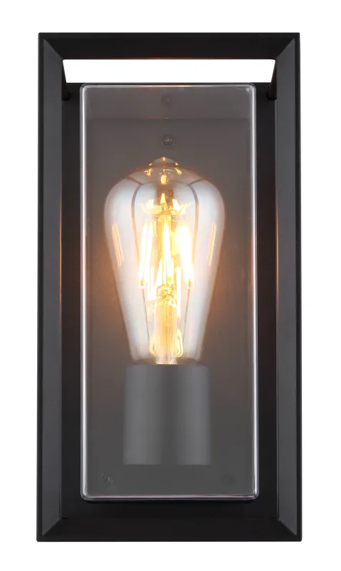 Logana Svart utendørslampe Fra Globo Lighting - Med sin rektangul&auml;ra design och transparenta sk&auml;rm sprider den ett klart och stilrent ljus, perfekt f&ouml;r allt fr&aring;n tr&auml;dg&aring;rdar till uppfarter.