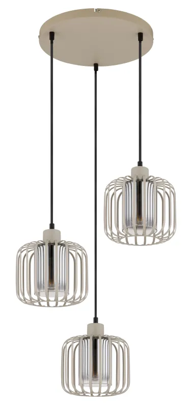 Alfred Ø44 Sand Taklampe Fra Globo Lighting - Den &auml;r tillverkad av sandf&auml;rgad matt metall och har mjukt rundade metalln&auml;tssk&auml;rmar med en inre glascylinder, som skapar ett elegant och luftigt uttryck.