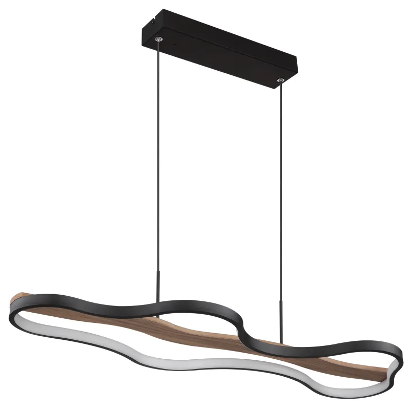 Bezzy 80cm Natur Taklampe Fra Globo Lighting - Bezzy takpendel har en unik molnformad design som kombinerar mattsvart metall, m&ouml;rkbrunt tr&auml; och opalsilikon f&ouml;r en stilfull och behaglig belysning.