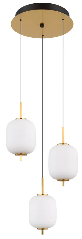 Ewald Ø38 Messing Taklampe Fra Globo Lighting - &nbsp;Lampan &auml;r tillverkad av en exklusiv kombination av m&auml;ssing, mattsvart metall och opalglas, vilket ger en sofistikerad och harmonisk k&auml;nsla.