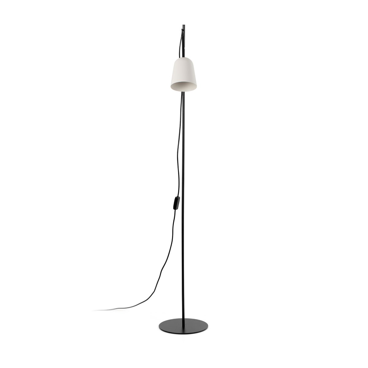 Studio Hvit gulvlampe Fra Faro Barcelona - Den unike funksjonen er kabelklemmen formet som en tregren, som gir lampen en s&aelig;regen og kreativ karakter.