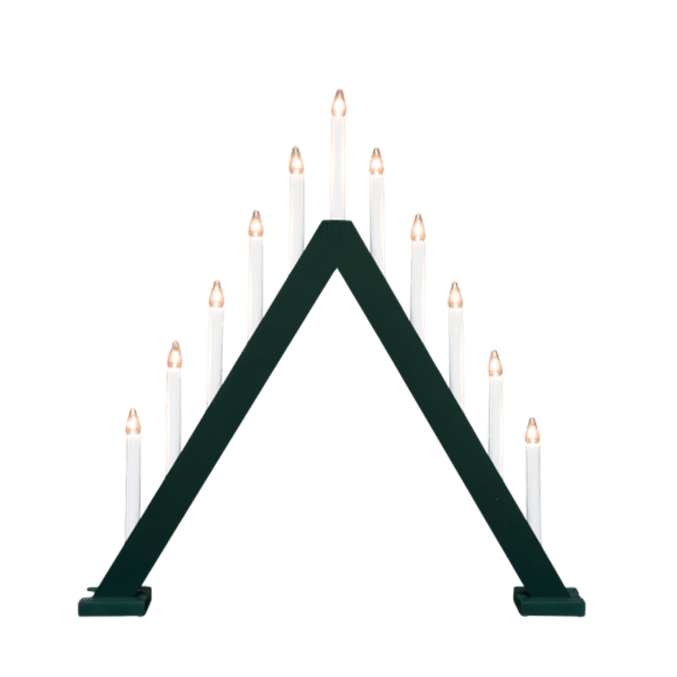 Nova 11 Mørkegrønn Fra Pixie Design - Nova er en klassisk trelysestake med elleve lys og en vakker m&oslash;rkegr&oslash;nn farge som minner om tradisjonell julefeiring.