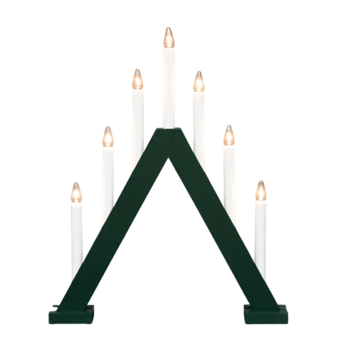 Nova 7 Mørkegrønn Fra Pixie Design - Nova er en klassisk trelysestake med syv lys og en vakker m&oslash;rkegr&oslash;nn farge.