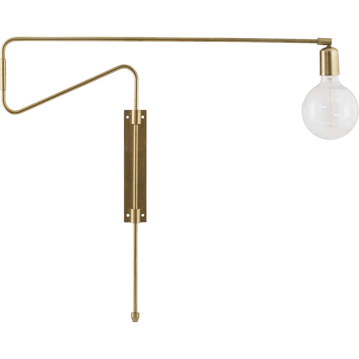 Swing 70cm Messing vegglampe Fra House Doctor - Asymmetriske og skr&aring;stilte linjer som gir lampen et dekorativt og spennende uttrykk gir ogs&aring; lampen dens lette design.